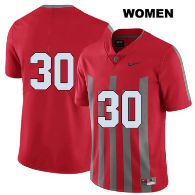 Women's NCAA Ohio State Buckeyes Kevin Dever #30 College Stitched Elite No Name Authentic Nike Red Football Jersey NH20F60BU